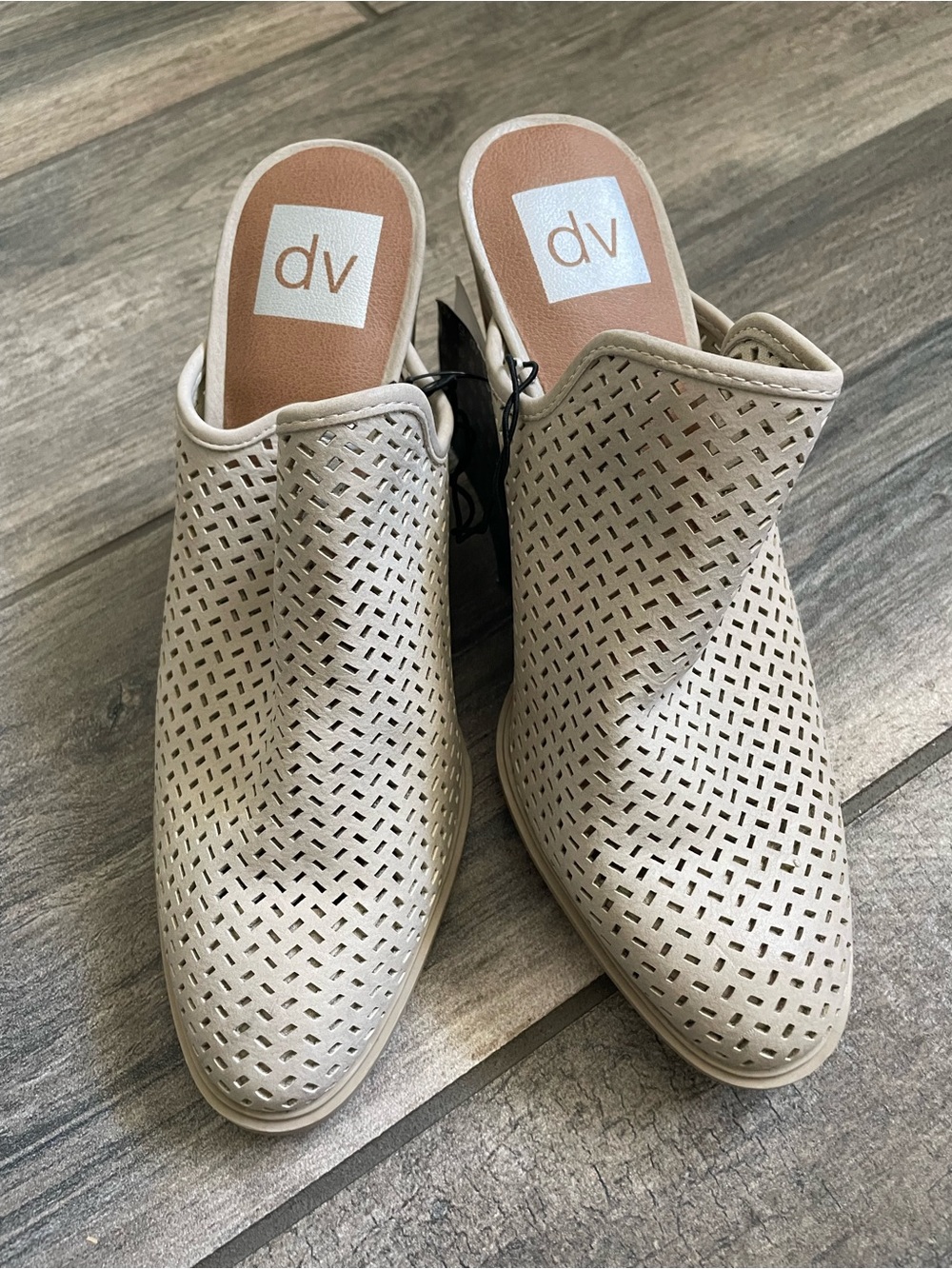 DV by Dolce Vita Beige Perforated Slip-On Mules